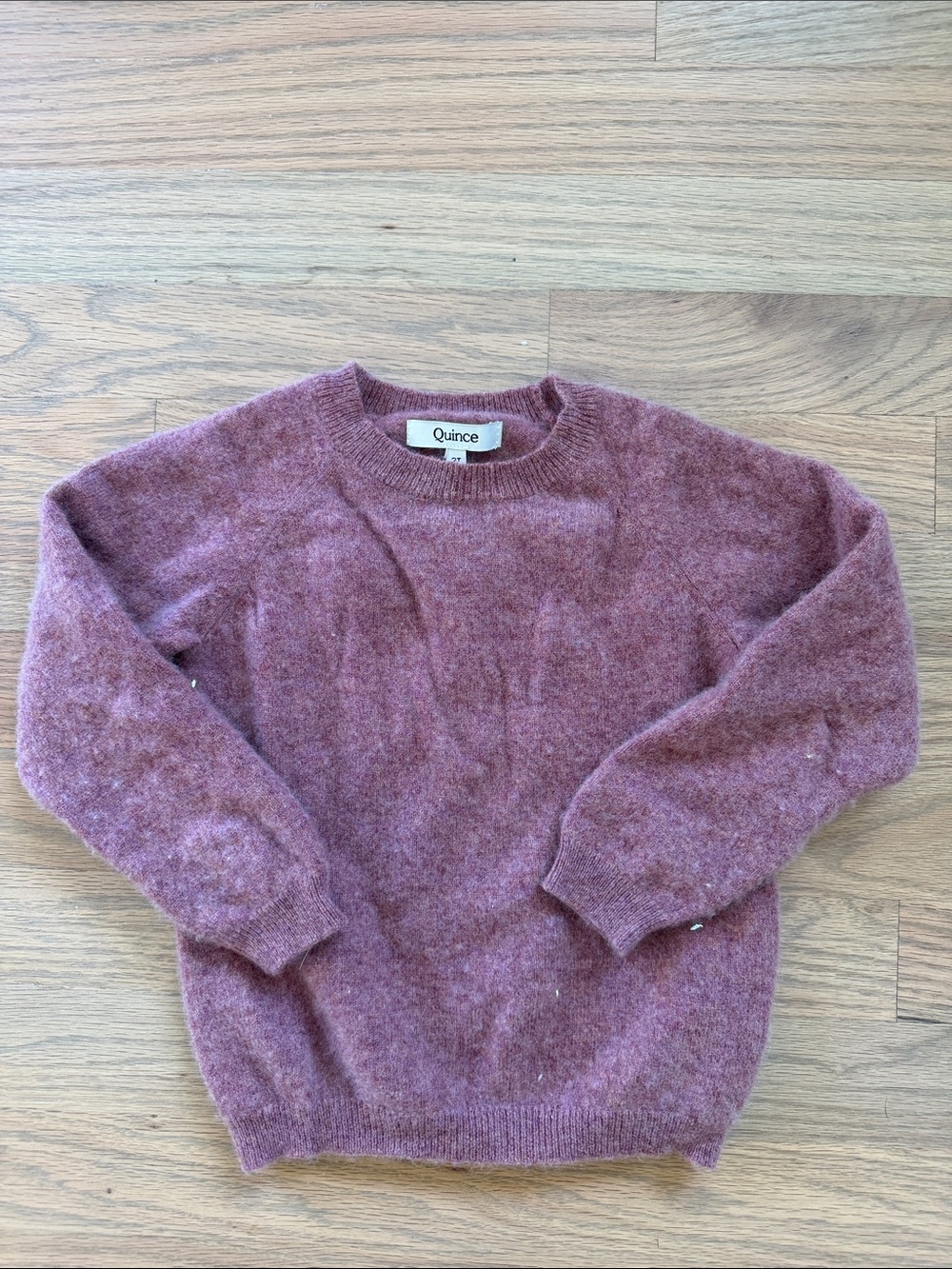 Quince Toddler Girls Crewneck Cashmere Sweater in Dusty Mauve- 2T